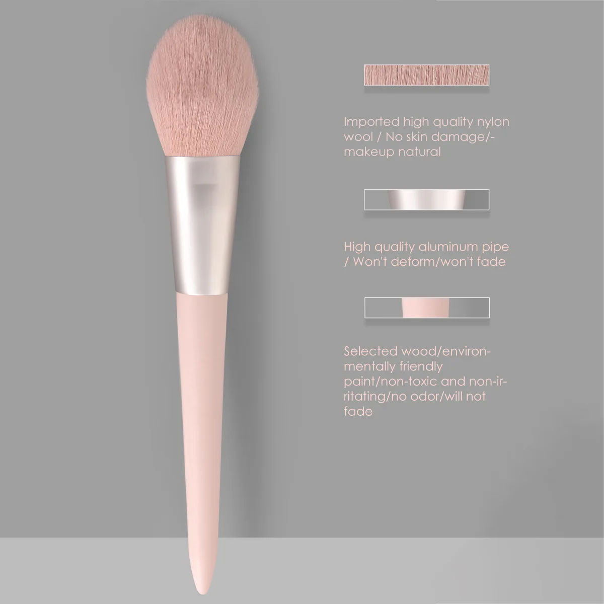 Makeup Brushes Single Face Kabuki Foundation Contour Blending Professional Private Label Customized Brushes Soft Pink