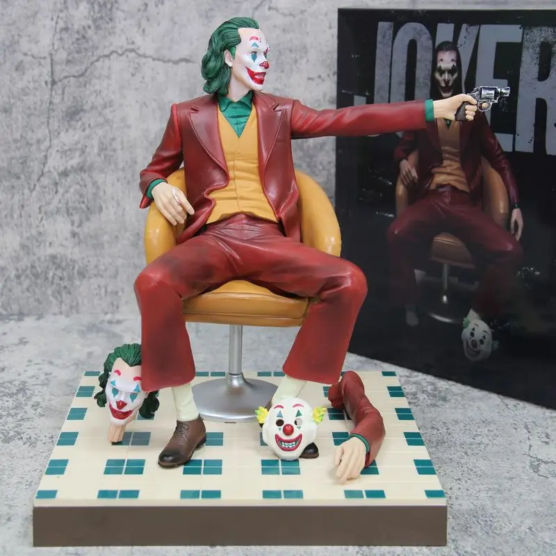 Marvel Hot 28cm Joker Sitting Posture Joker Red Cloak Jekun Clown Model Handmade Dc Gotham Arthur Dual Form Christmas Toy Gift