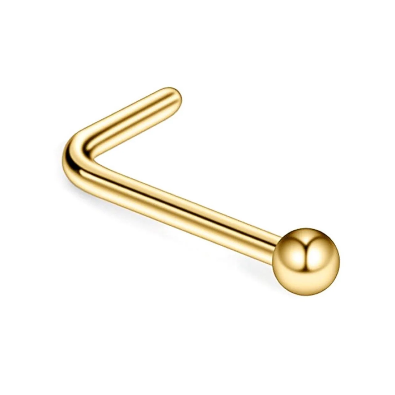 1Pcs Titanium Steel Ball Nose Piercing 20G Bar Black Gold Color L Nose Studs Ring Nostril Nariz Earring Body Jewelry Man Women