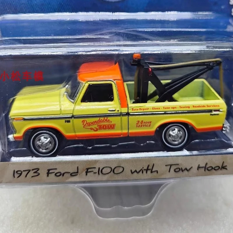 

GreenLight 1:64 1973, Ford F-100 с Drop in Tow, имитация мини-сплавного автомобиля, модель игрушки, подарочное украшение
