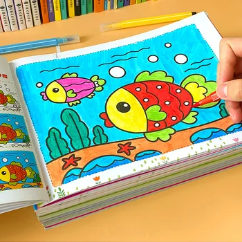 6-step watercolor pencil drawing book coloring book for kindergarten children 3-8 years old paint learning notebook