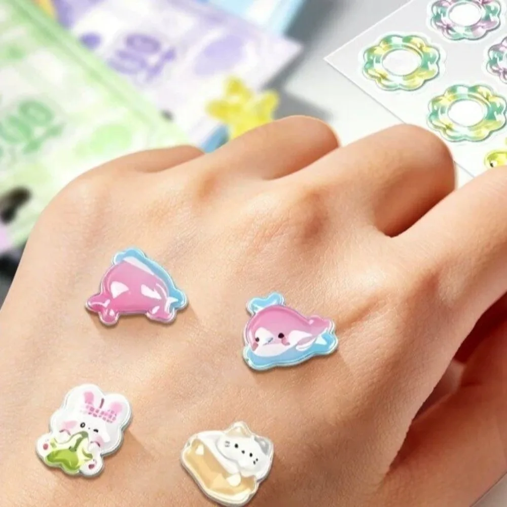Drop Glue 3D DIY Crystal Stickers Bear Rabbit Whale Cartoon Stacking Stickers Waterproof Removable Relief Ornament Stickers