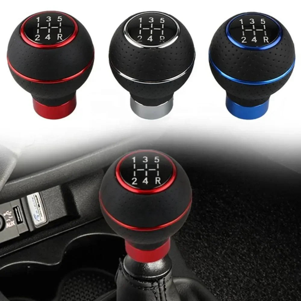 5 Speed Shift Knob Gear Stick Leather Shifter Lever Shifting Transmission Fit Most Manual Cars Trucks SUV Vehicle