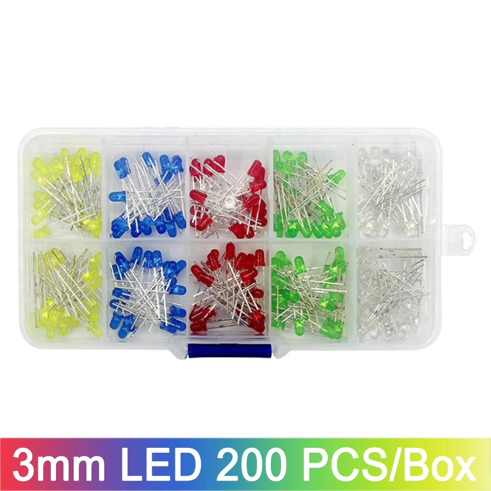 3MM 5MM Led Kit Mixed Color Red Green Yellow Blue White Light Emitting Diode Boxed DIY kit