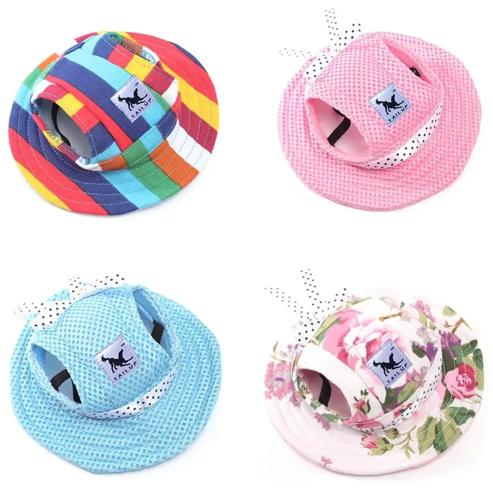 Dog  With Ear Holes  Small Dogs Canvas  Dog Baseball Beach Visor Hat Puppy Outdoor Dog grooming accessories Dog bucket hat Puppy