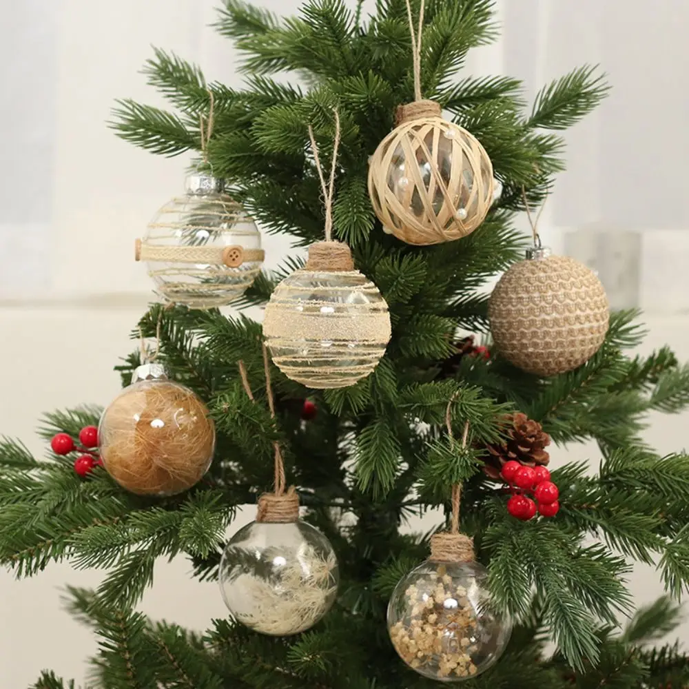 6PCS/ 1Set Plastic Christmas Ball Set Transparent Suspensable Xmas Ornament Ball 8cm Christmas Tree Balls Storefront