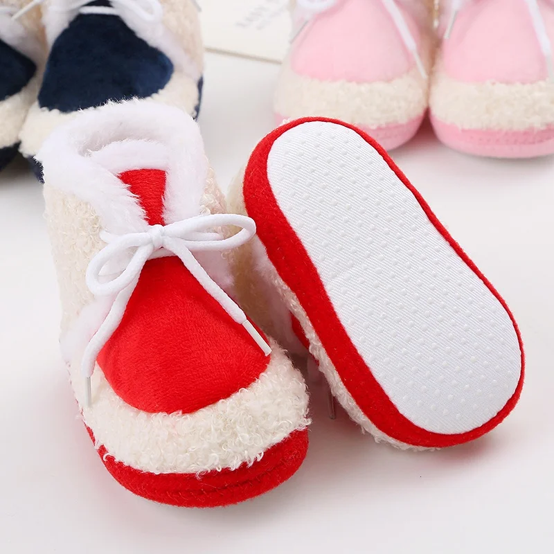 Baby Boots Newborn Winter Plush Snow Booties for Infant Boys Girls Soft Comfortable Lace Up Warming Shoes