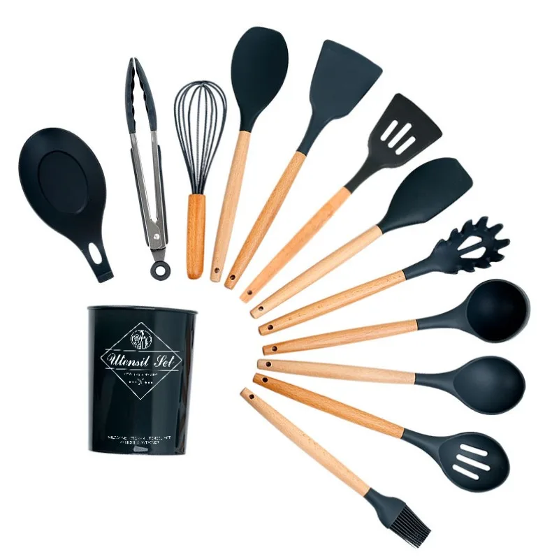 34-piece set of silicone shovel high-temperature-resistant household stir-frying shovel pot shovel kitchenware set soup spoon