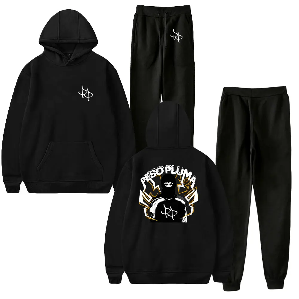 Peso Pluma Face Merch Hoodie Jogger Pants Two Piece Set Sweatshirts+Sweatpants 2023 World Tour Clothes Women Men's Set