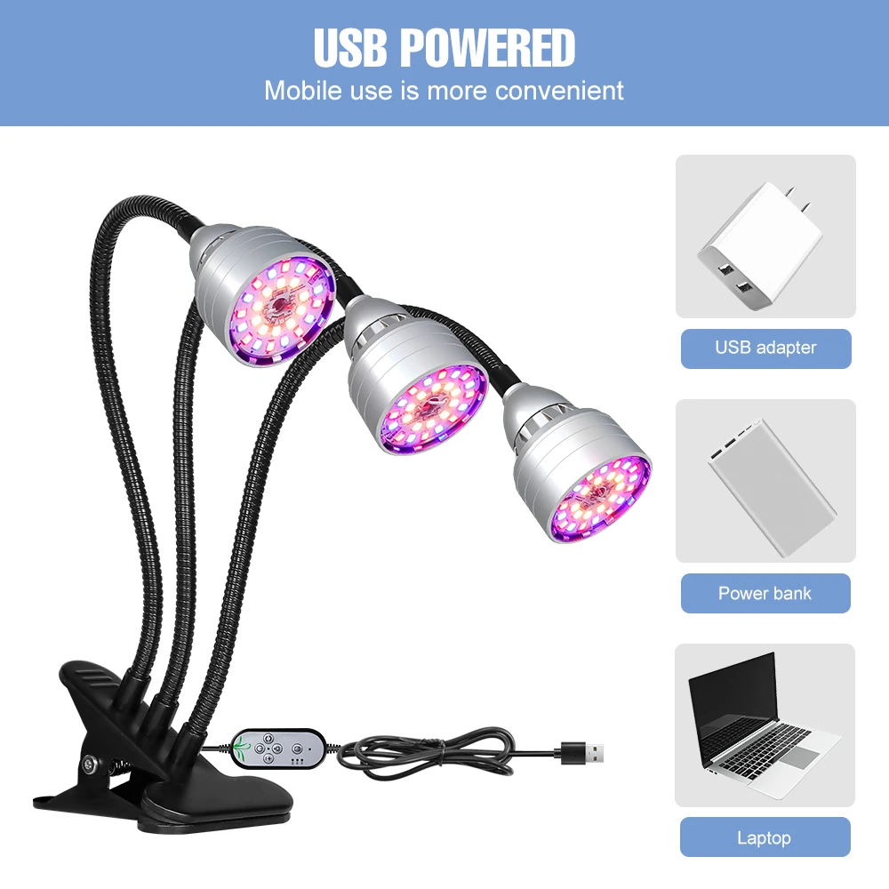 USB LED Grow Light Full Spectrum Phytolamp For Plants Flower Seeds Indoor Hydroponics Cultivation Light Dimmable LED Phyto Lamp