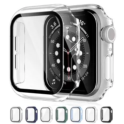 Szkło hartowane + osłona do Apple Watch Akcesoria 41 mm 45 mm 44 mm 40 mm PC Zderzak ochronny na ekran Etui IWatch Series 9 8 7 6 5 SE