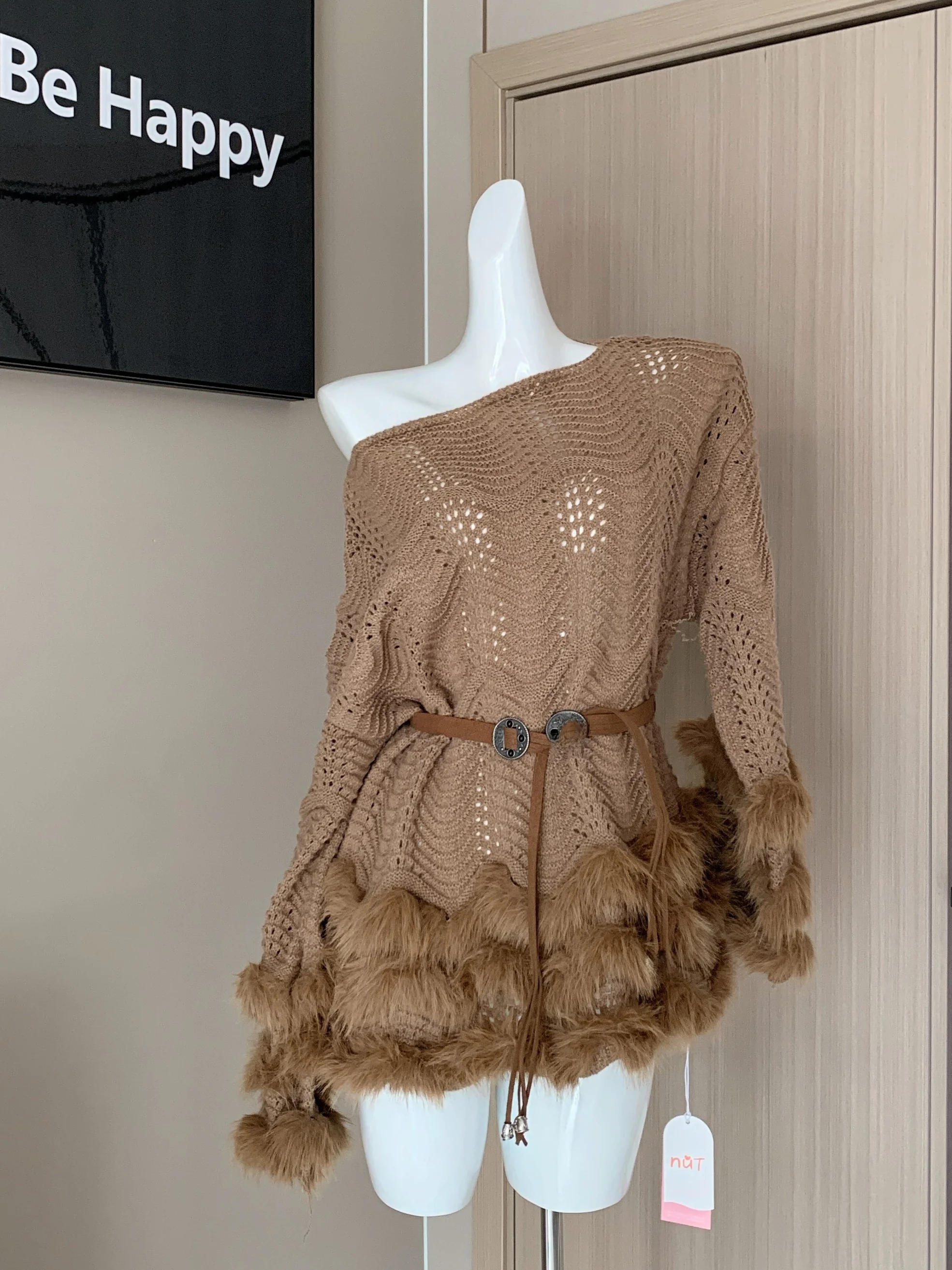 Pure Desire Spicy Girl Plu Splice Long Sve Maglione lavorato a maglia Top ampio di media lunghezza da donna per l'inizio dell'autunno 2025