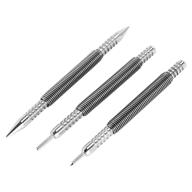 3 Pcs Nail Set And Hinge Pin Tool Center Punch Spring Loaded Nail Set For Door 1/32 Inch 1/16 Inch Dual Head, 1/8 Inch