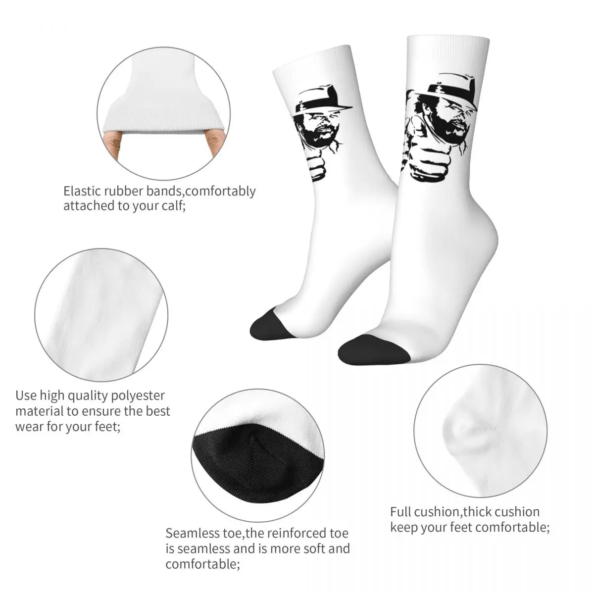 Bud Spencer Und Terence Hill Stockings Printed Retro Socks Winter Non Skid Socks Women Men Cycling Warm Soft Socks