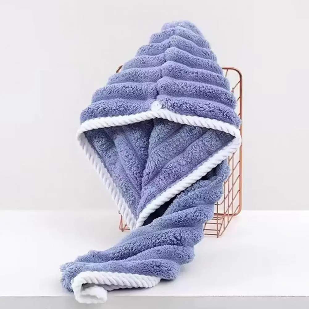 Quick Dry Hair Towel for Salon Use Microfiber Hair Wrap with Button Quick Dry Hair Turban Towel Soft Absorbent for Long for Wet