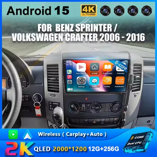 Android 15 2Din Radio de coche para Mercedes Benz Sprinter Volkswagen Crafter 2006 -2016 Carplay GPS reproductor de vídeo Multimedia Autoradio