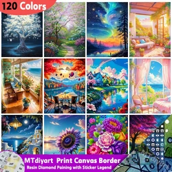 Landscape Diamond Painting Print Canva Border With Sticker Legend Modern Home Decor Flower Adult Art Hobby Birthday Gift