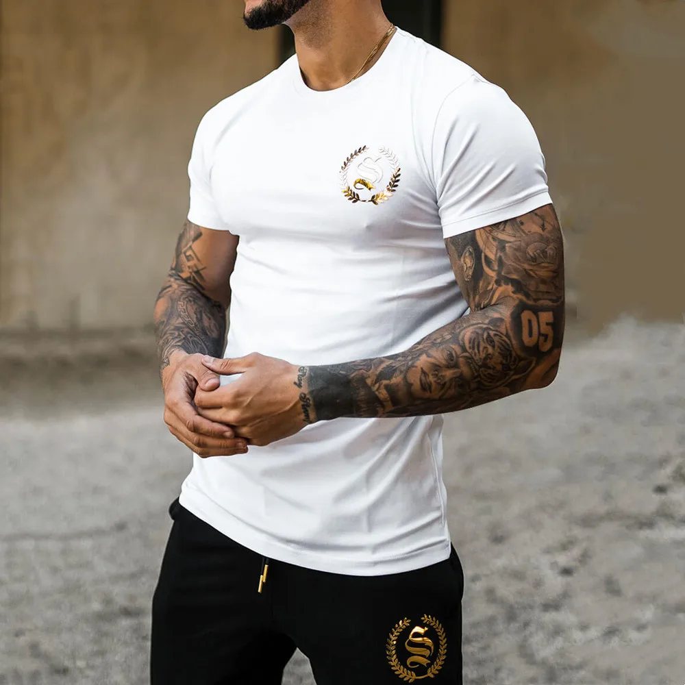 new Gym t shirt Men Fitness Sport Cotton Male Bodybuilding Workout Skinny Tee shirt Summer Casual Tops Clothing Men T-shirt