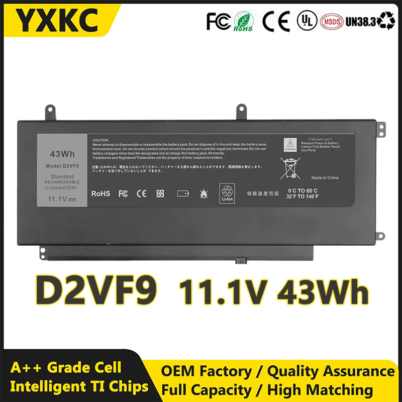 D2VF9 11.1V 43Wh Laptop Battery For Dell Inspiron 15 7547 7548 Vostro 14 5459 14-5459D-1308S 1328S 408S 1528G/1528S PXR51 YGR2V