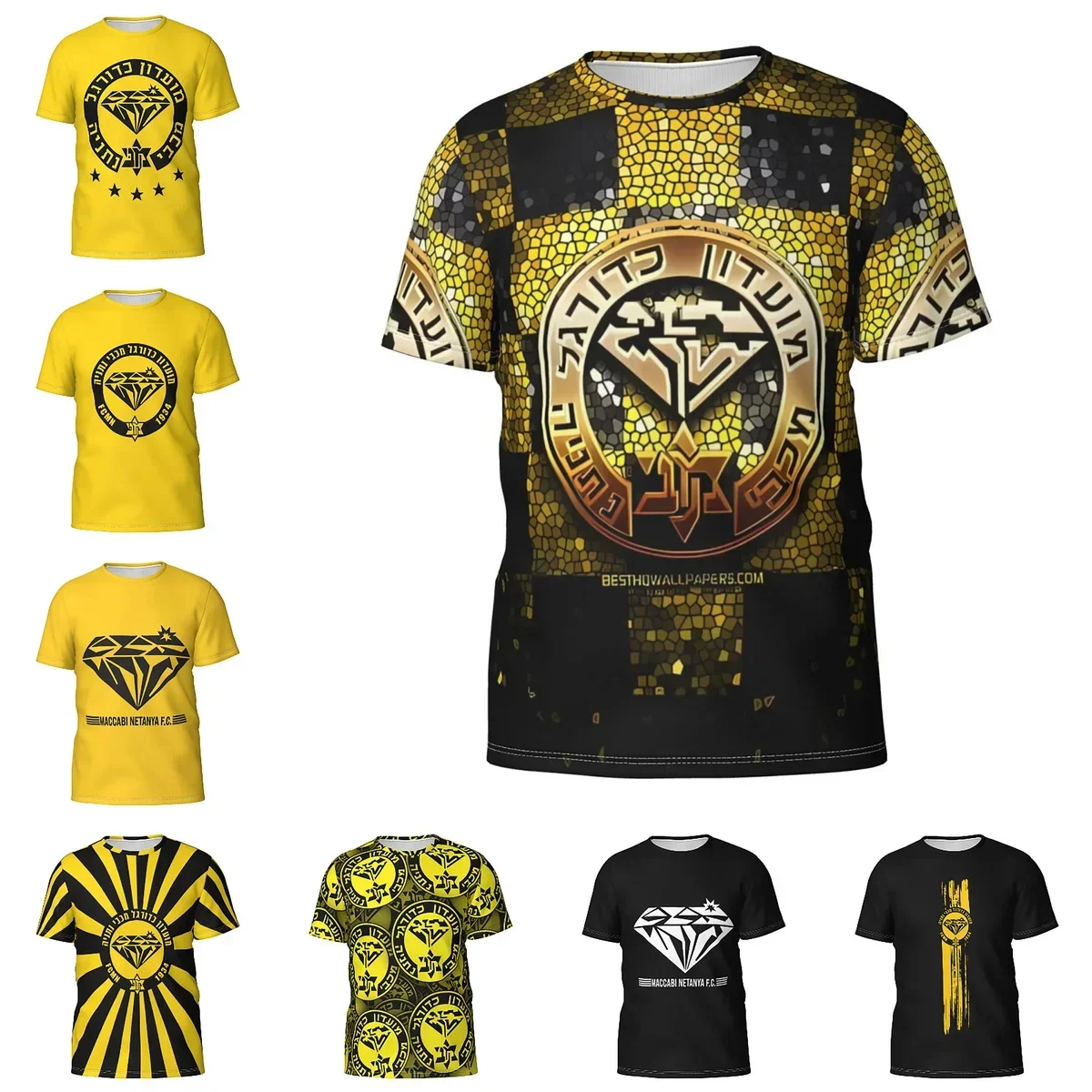 

Maccabi Netanya Men's Athletic Cotton Classic Short Sleeve Crewneck T-Shirt Tee Shirt