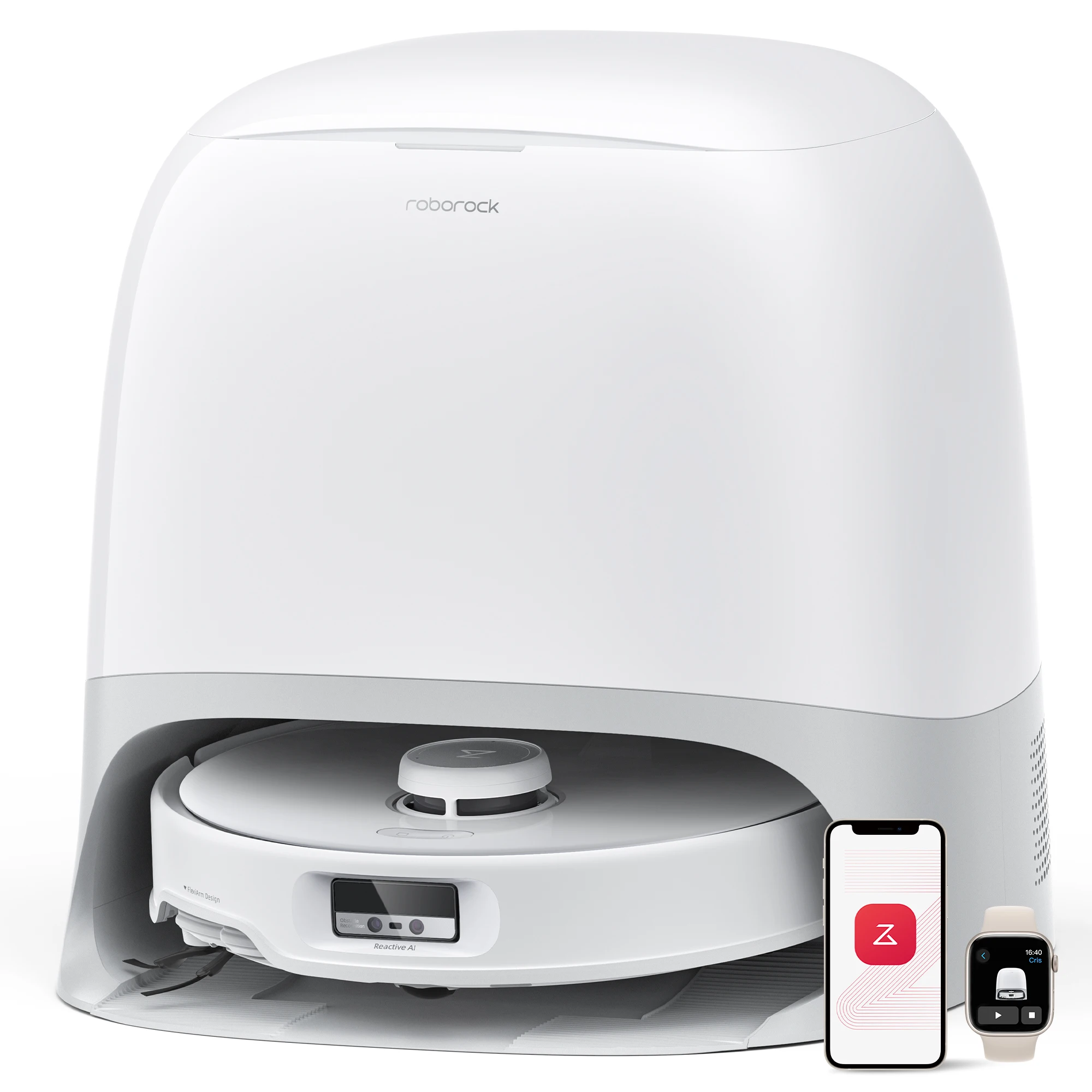 roborock Qrevo Curv Robot Aspirateur Laveur HyperForce de 18 500 Pa, Aspirateur Robot avec Systme Anti-enchevtrements Taux d?enchevtrement de 0%, FlexiArm Brosse & Serpillir Lavage  75C