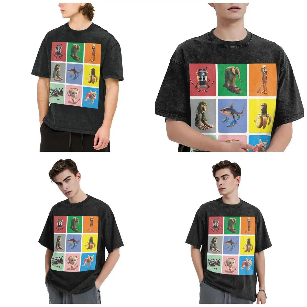 Streetwear T-Shirts Italian Brain Rot Anomaly Washed T Shirt Short Sleeve Hip Hop T-Shirt Tops Tees for Men Women