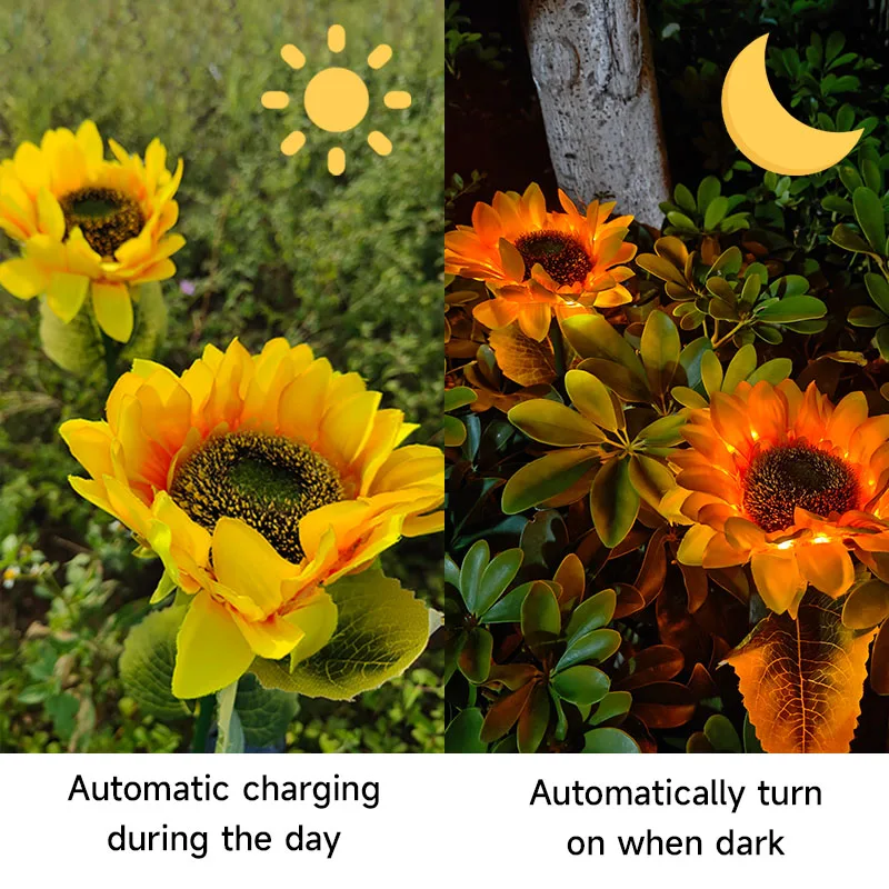 LED solaire tournesol extérieur pelouse lumière étanche voie cour mariage vacances jardin décoration solaire fleurs lampe pelouse lumière