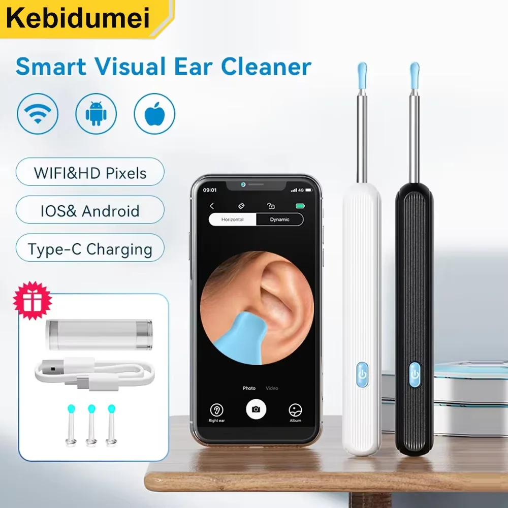 

Визуальный очиститель ушной серы с камерой, безопасный эндоскоп для удаления ушной серы с камерой 1080P, светящийся отоскоп, инструменты для чистки ушей, уход за ушами