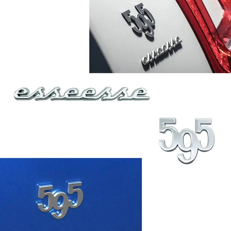 3d Metall Karosserie Seite hinten Kofferraum Abzeichen Kotflügel Emblem Aufkleber für 500 595 Turismo Esseesse Logo Autozubehör