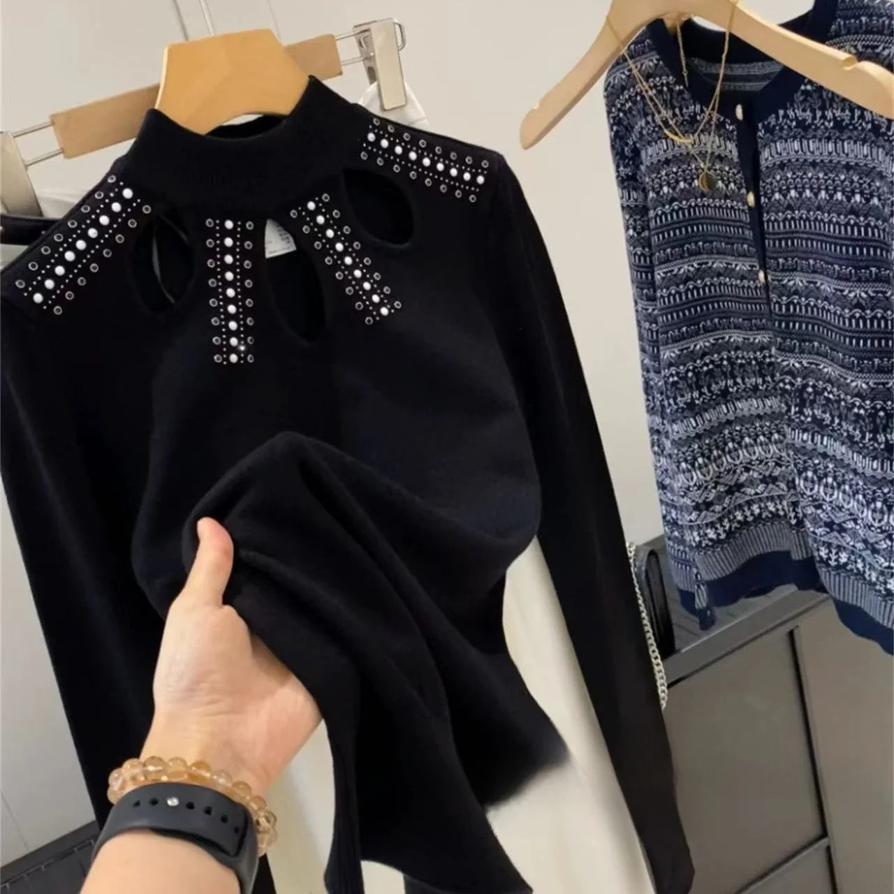 

Women's Long Sve Knitted Hollow out Slim Fit Sweater Crew Ne Pullover Autumn Commute Sle Faionable Lightweight Knitwear