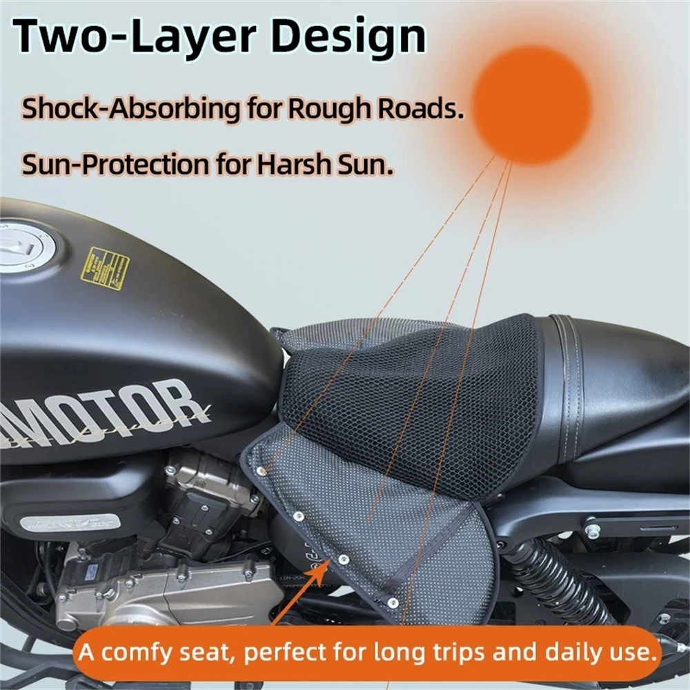 

Motorcycle Honeycomb Ventilation Holes Seat Cushion Summer Heat Insulation Pressure Relief Ride Seat Pad 5 Layer Material Pad