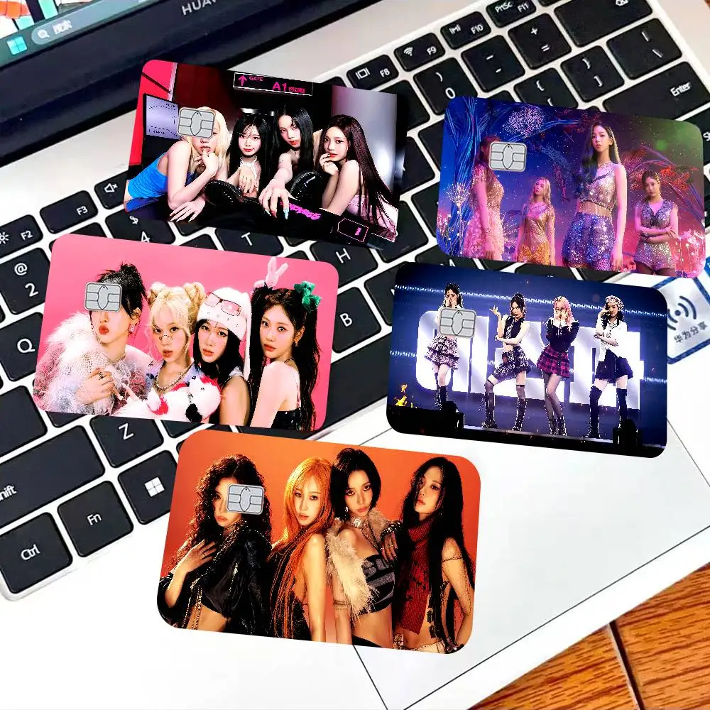 Korean Kpop Group A-Aespas Game Anime Sticker Film Skin Cover Case for Small Large No Chip Debit Credit Card Front Side