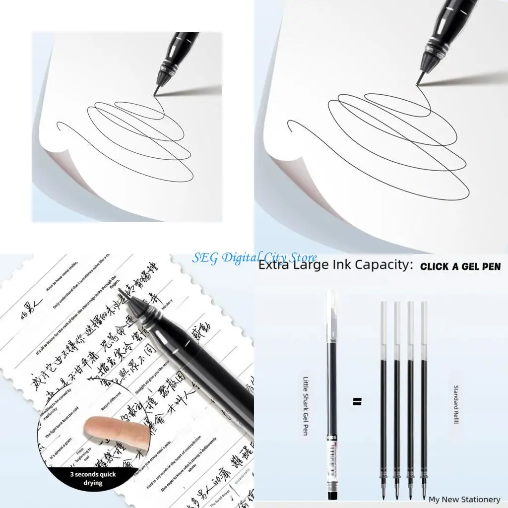 

U75B 30Pcs 0.5mm Fine Point Gel Pen Quick Dry Gel Inks Pen Black/Blue/ Red Inks