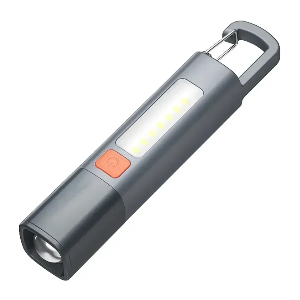 1/2pcs Mini Portable LED Strong Lighting ABS Flashlamp Rechargeable W/Hook Zoomable Torch Outdoor Camping Hanging Emergency Lamp