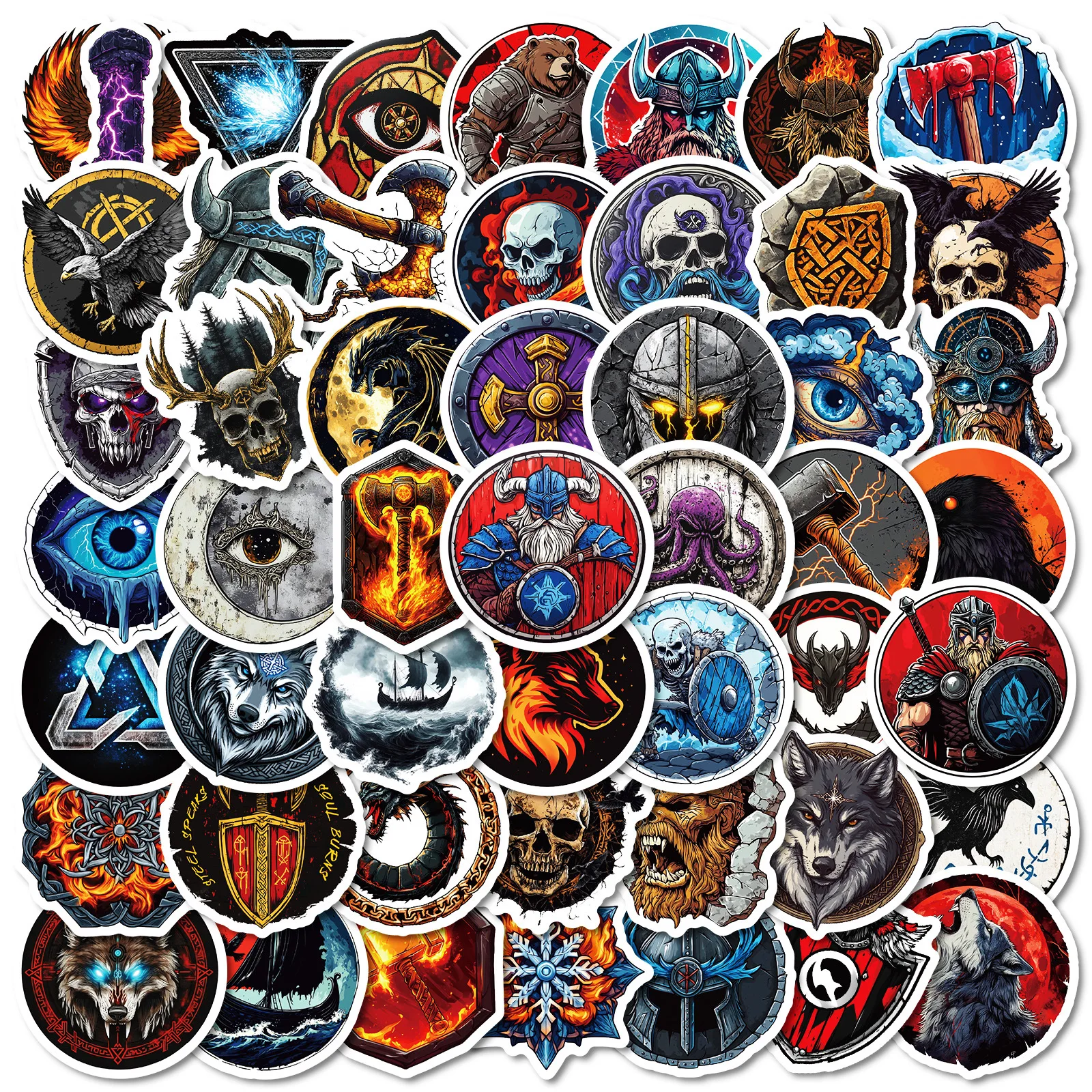 

10/50PCS Viking Totem Series Ulf Bjorn Graffiti Stickers Decorative Skateboard Case Notebook Waterproof Stickers Kids Toy