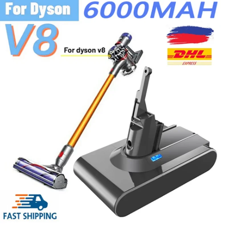 Oryginalna bateria zastępcza 21,6 V 6000 mah/8000 mAh do odkurzacza ręcznego Dyson V8 Absolute do baterii Dyson V8 SV10