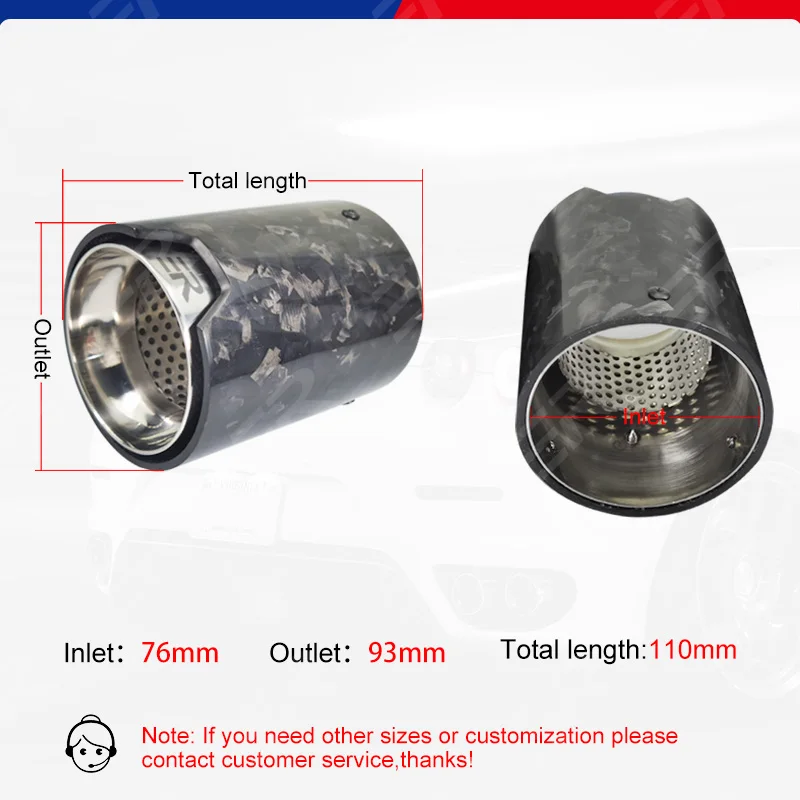 ER Forged Carbon Fiber Exhaust Tips for BMW M5F90 Modified muffler Car Exhaust Tail Pipe nozzles Length 110mm