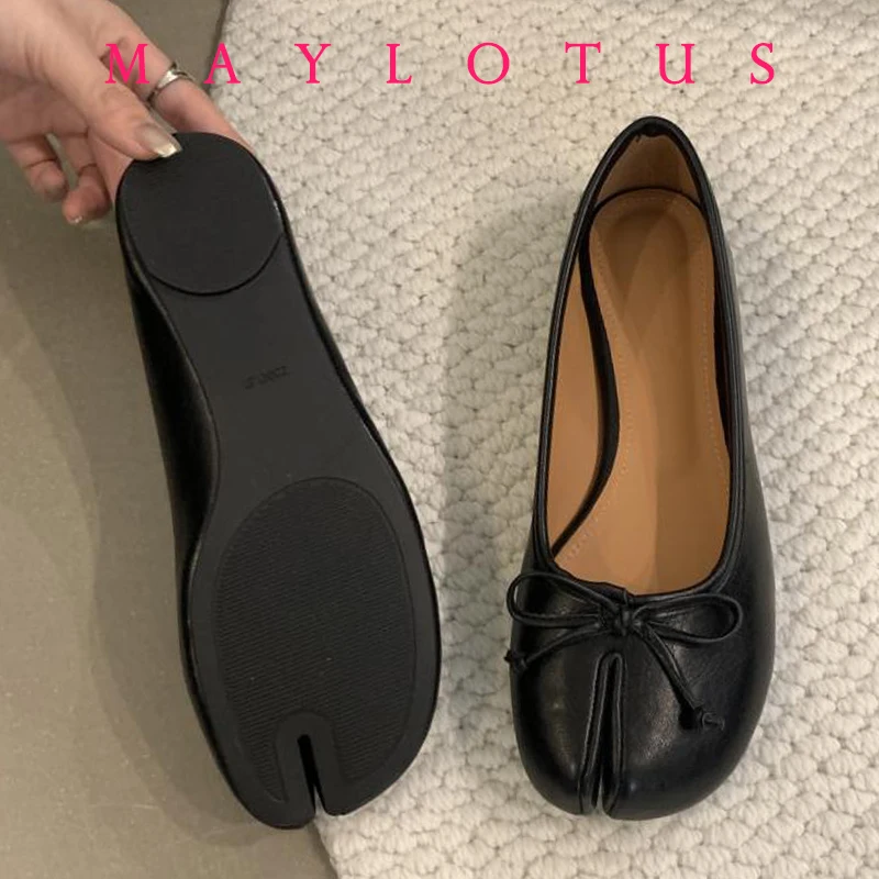 New Women Flats Soft Ballet Shoes Slip On Loafers Soft Moccasins Tabi Ninja Casual Shoes Mujer Ladies Shoes Bow Knot Mujer