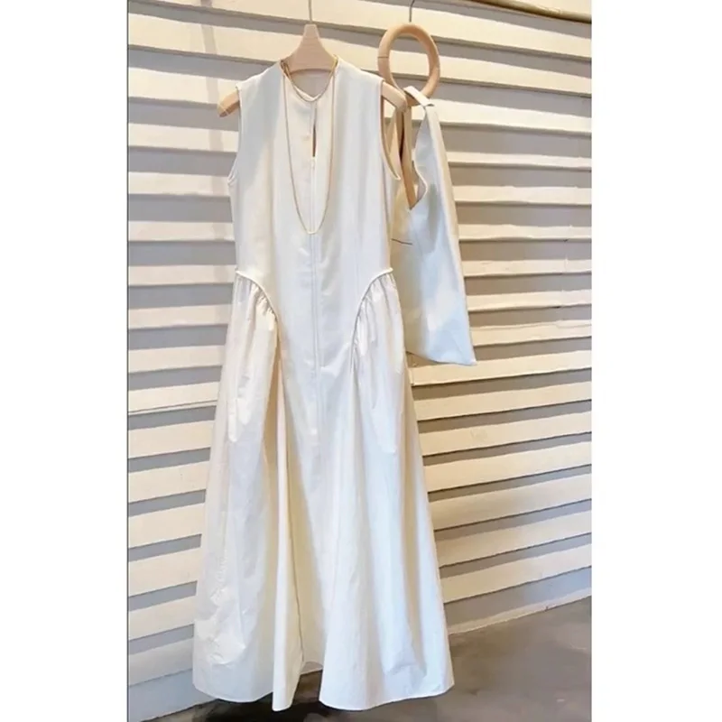 

Salt style explosive street long dress with Hepburn style white patchwork sleeveless dress for summer 2025