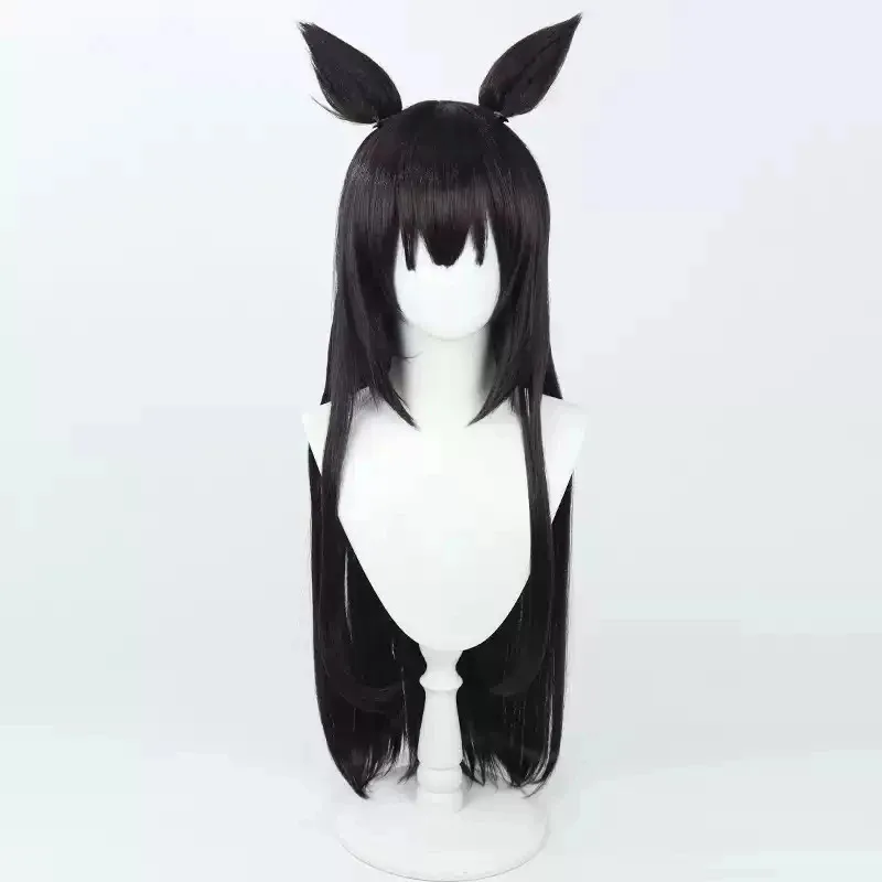 

2025 aaa Blue Archive Shichido Yukino Косплей Парик с ушками 80 см Длинные черные термостойкие синтетические волосы Хэллоуин Вечеринка Роль P