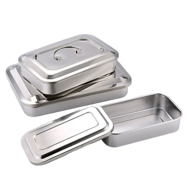 

Dental Instruments Tray With Lid Stainless Steel Surgical Medical Disinfection Box Sterilization Container Dental Equipment