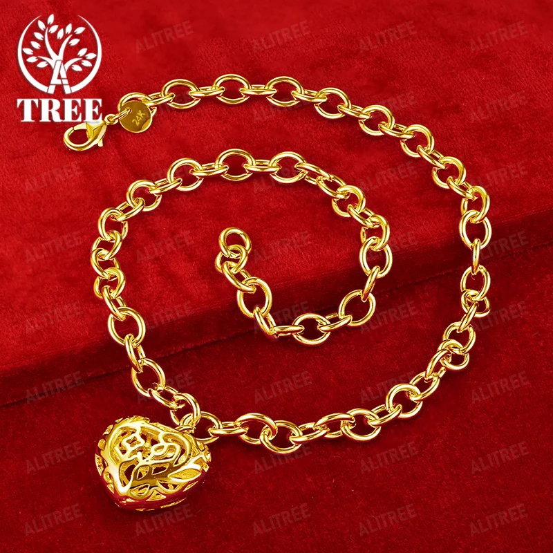 

Изящное ожерелье с подвеской в виде полого сердца из 18-каратного золота для мужчин и женщин, высококачественные изысканные ювелирные изделия, свадебная вечеринка, хороший подарок, аксессуары