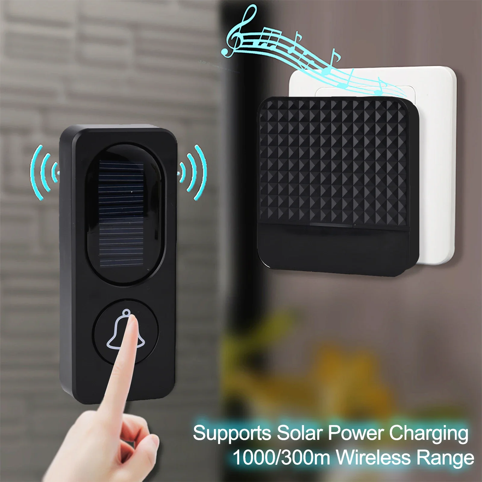 

Solar Powered Wireless Smart Doorbell Smart Music Doorbell Long Distance Security Doorbell Waterproof Receiver Door Bell Kit