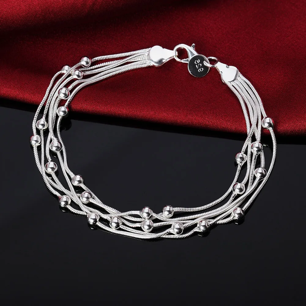 

925 Sterling Silver 8 Inches Fine Bead Necklace Bracelet Punk Men Women Luxury Wedding Jewelry Wholesale
