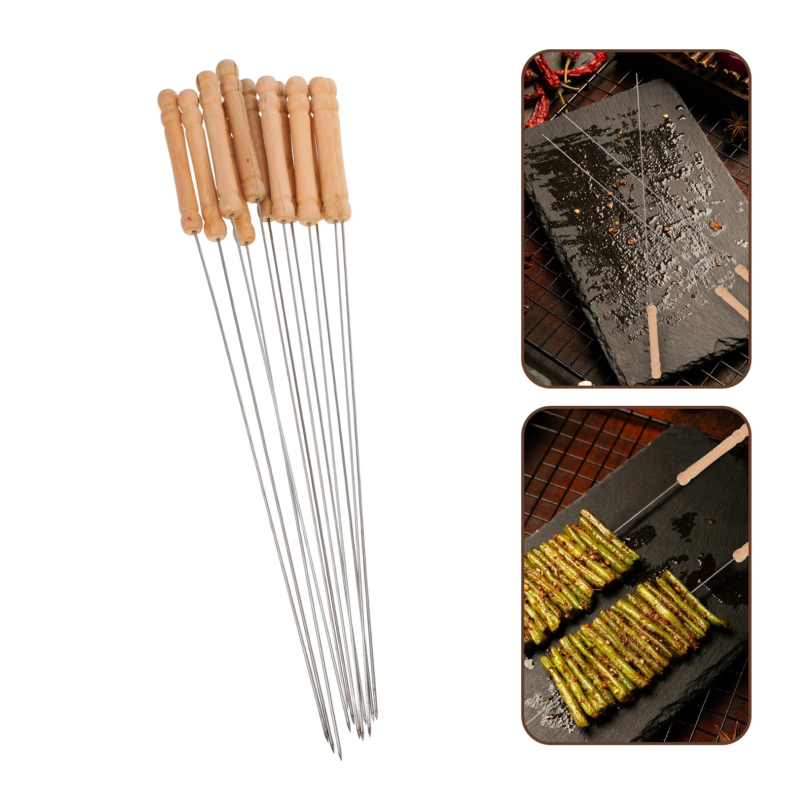 

12Pcs Stainless Steel Skewers Food-Grade Bbq Skewers Needles for Camping Picnic Lightweight Portable Cooking Utensils Set
