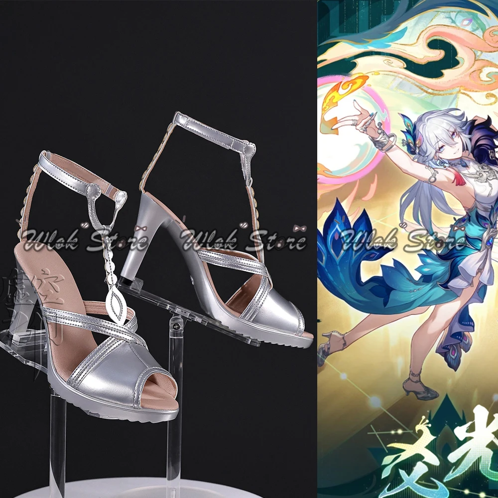 

Обувь для косплея Honkai Star Rail Seer Strategist Yao Guang, серебряные туфли на высоком каблуке для женщин, для Хэллоуина, вечеринок, карнавалов, ролевых игр