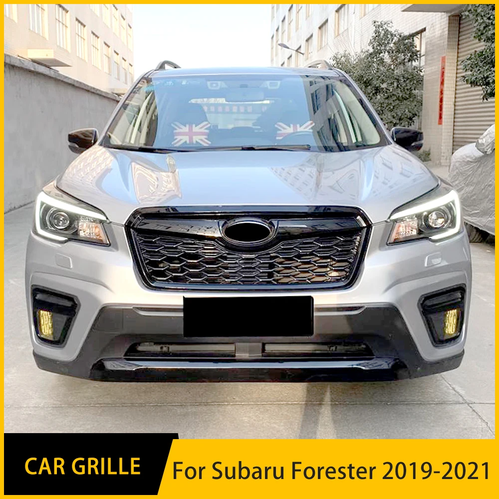 Racing Grille For Subaru Forester 2019 2020 21 Year High Quality Carbon Black Front Bumper Grill Body Ornament Vents Kit Spoiler