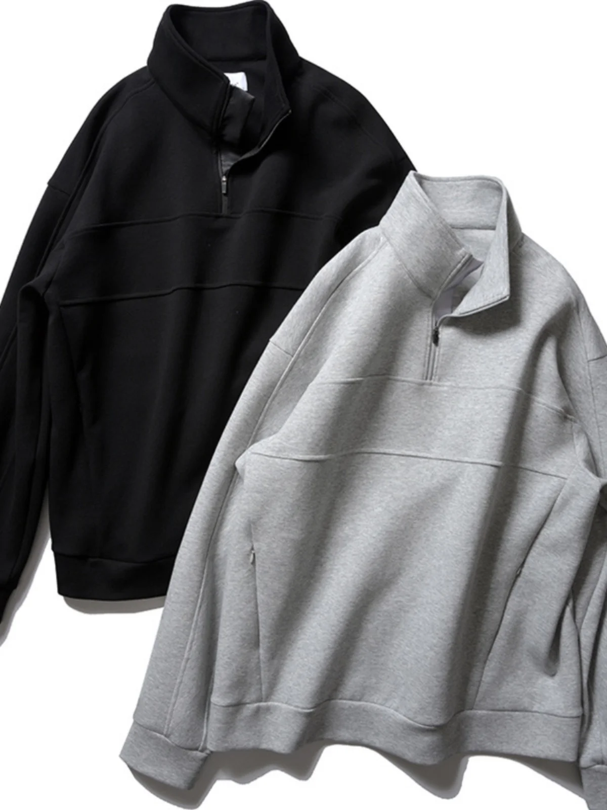 

Мужская повседневная толстовка свободного кроя из воздушного хлопка с молнией, воротником-стойкой, защитой от сминания, модная уличная одежда для молодежи, весна-осень