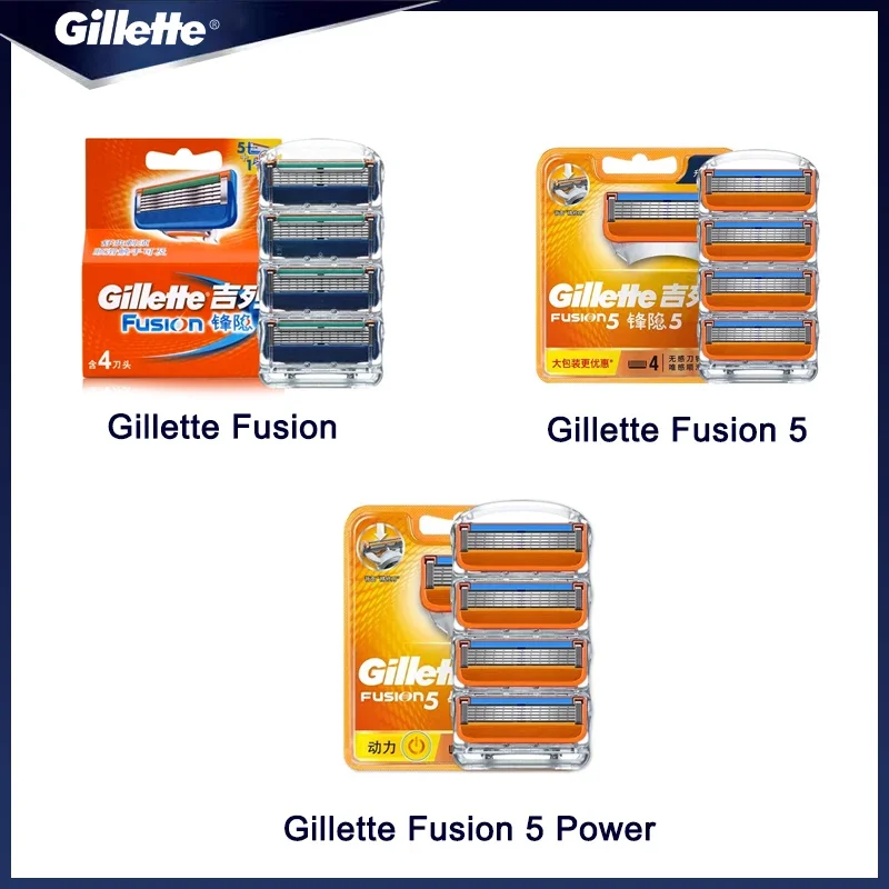 Gillette Fusion Series Razor Blades 5 Layers Replacement Beard Shaver Cutter Heads 4 PCS Blades For Gillette Fusion Shaver Razor