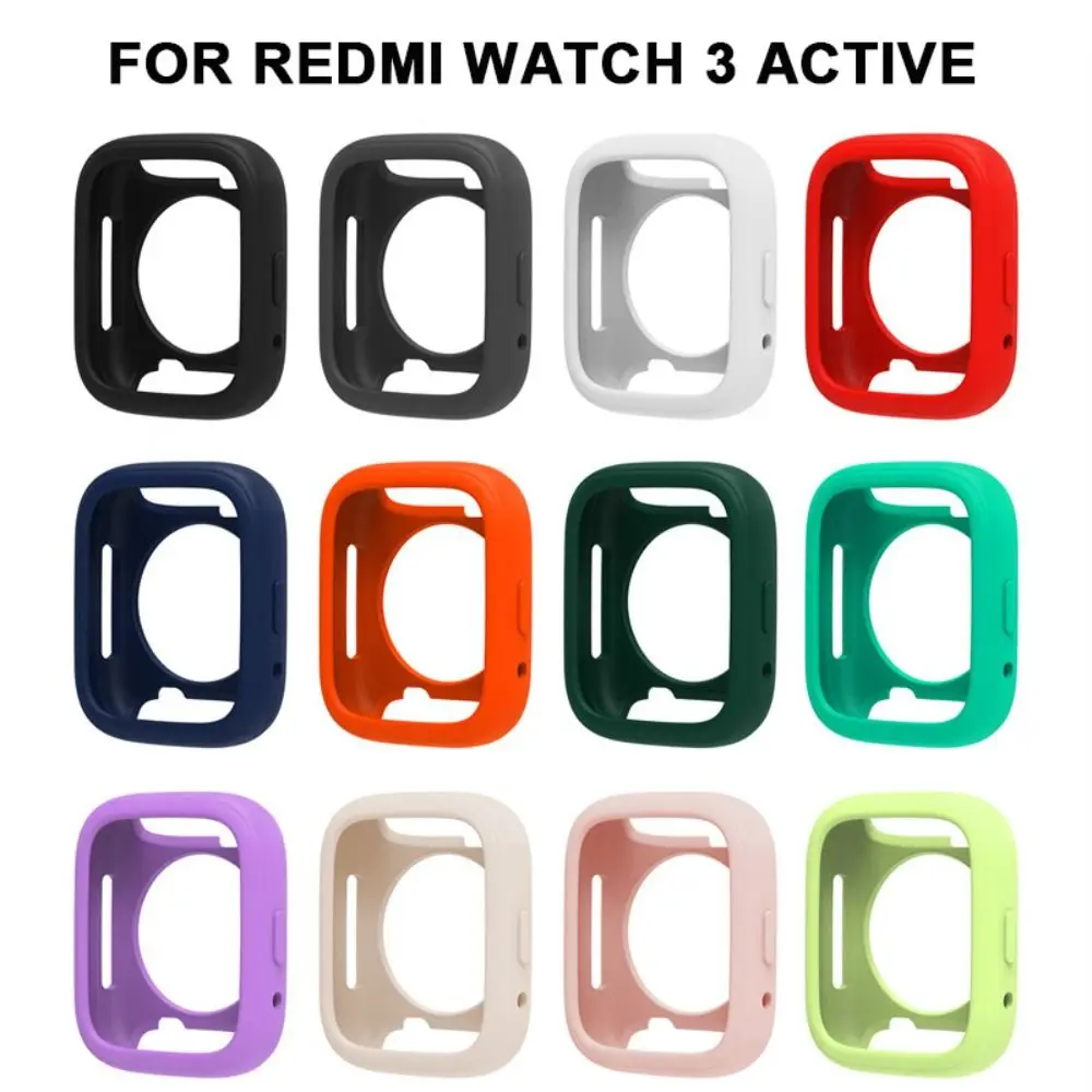Bumper Silicone Case Cover Anti-Scratch Protective Frame Accessories Shell Screen Protector for Redmi Watch 3 Active Smart Watch